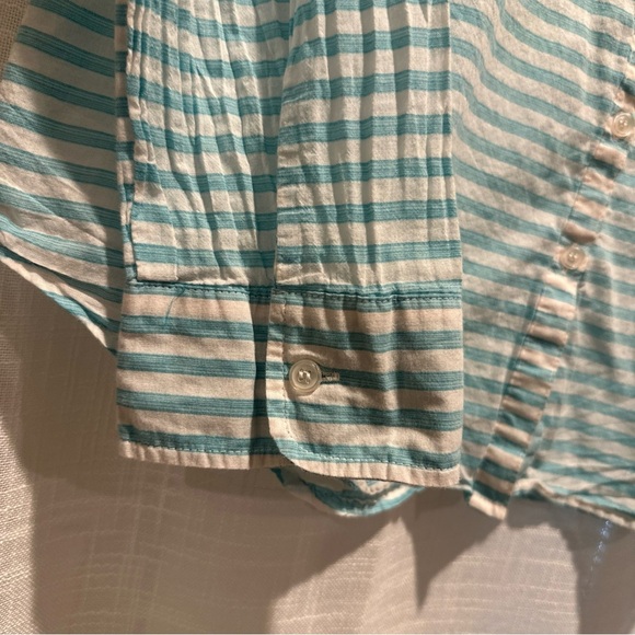 Grand & Greene  Womens Blouse XL Blue Stripe Long Sleeve Boho Popover Blouse - Picture 5 of 8